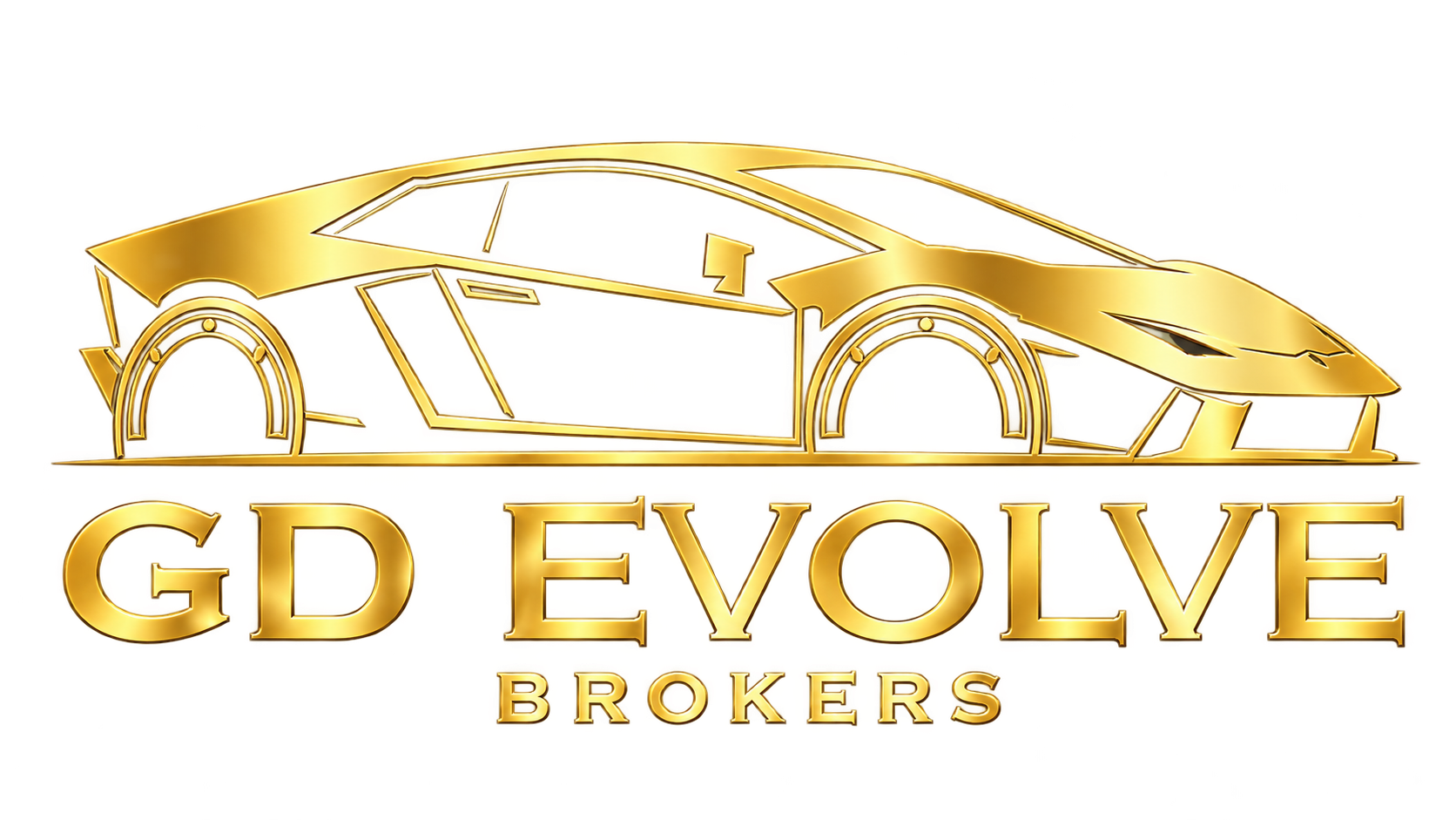 Gold GD EVOLVE BROKERS logo with a stylized car outline above the text