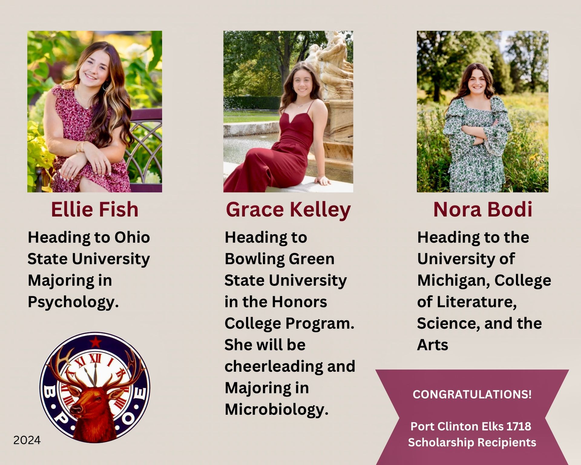 Elks 2024 Scholarship Recipients
