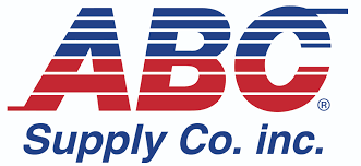ABC Supply Co. inc. logo: Block letters in alternating blue and red horizontal stripes. Company name in blue.