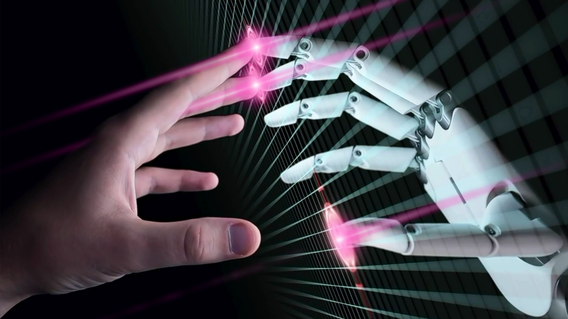 Künstliche Intelligenz, Führungskraft berührt Roboterhand