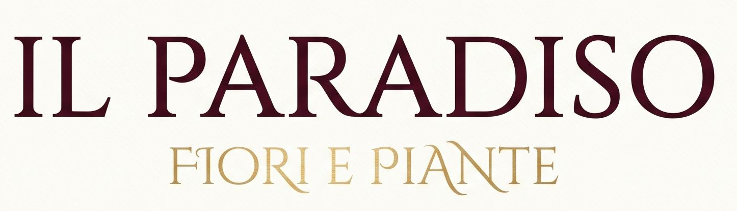 IL PARADISO logo with “FIORI E PIANTE” in gold beneath dark maroon text