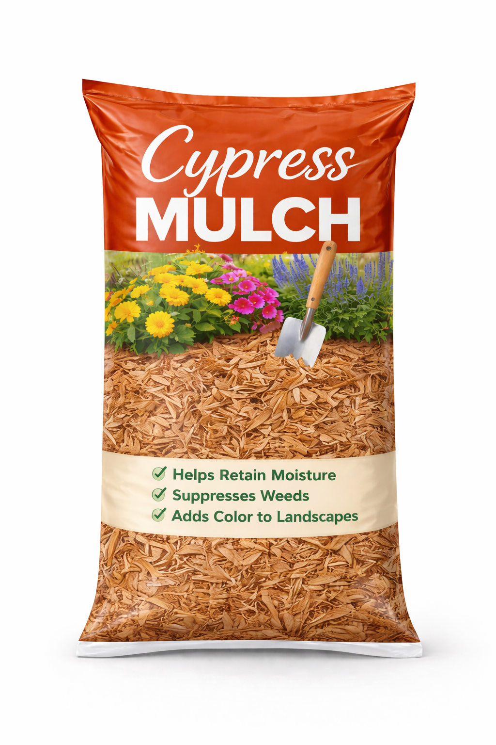 cypress mulch in a bag