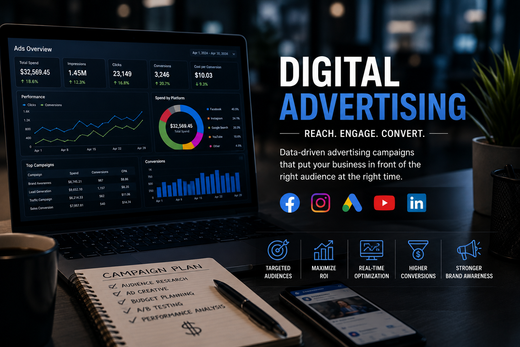 WDC digital advertising dashboard with campaign analytics and marketing channels