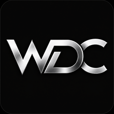 Wisely Digital Co. metallic WDC logo on a black background
