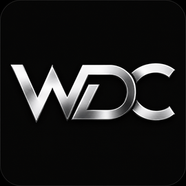 Wisely Digital Co. metallic WDC logo on a black background