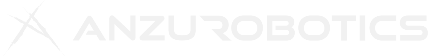 Anzu Robotics-Logo mit einem weißen, abstrakten „A“-Symbol und dem Text „ANZUROBOTICS“ in Hellgrau.