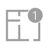 Gray outlined app icon with a small numbered badge “1” in the top-right corner