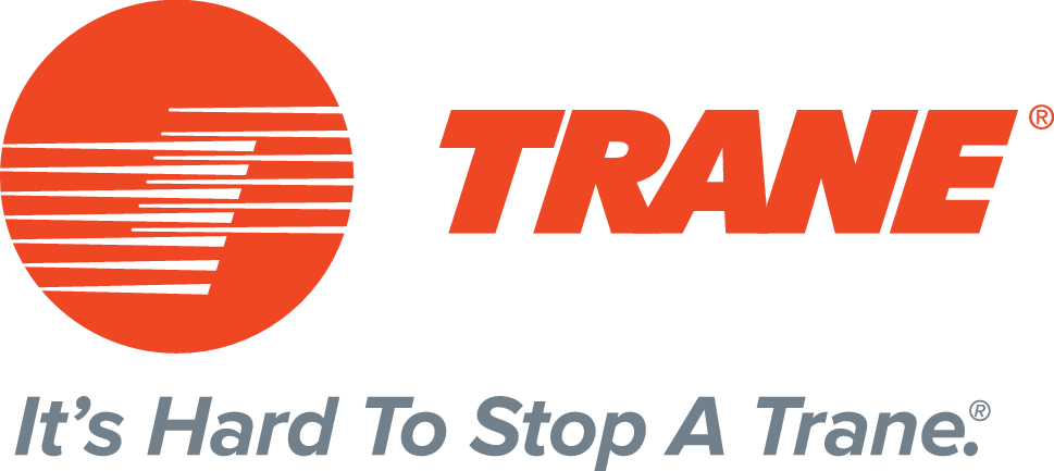 Trane logo with orange sun icon and slogan “It’s Hard To Stop A Trane.”