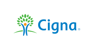 The cigna logo has a tree and a person in it.