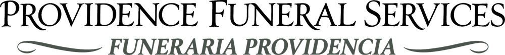 Providence Funeral Services logo in black serif text with decorative gold line and script subtitle