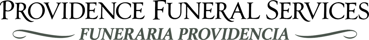 Providence Funeral Services logo in black serif text with decorative gold line and script subtitle