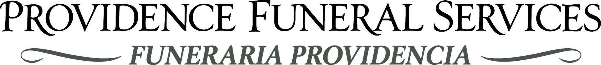 Providence Funeral Services logo in black serif text with decorative gold line and script subtitle