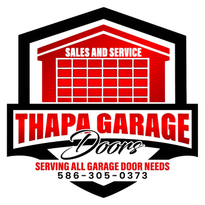 Thapa Garage logo with red-and-black service shop icon, &ldquo;Sales and Service,&rdquo; and phone number 586-305-0373