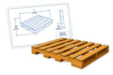 Wooden pallet with a close-up of the HT treatment stamp on a side plank.