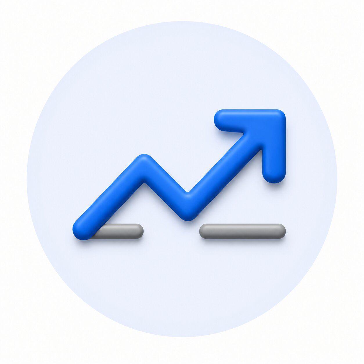 Blue upward-trending line chart icon on a light background