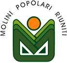 Logo con una M stilizzata verde, un cerchio arancione e la scritta curva “MOLINI POPOLARI RIUNITI” sopra.