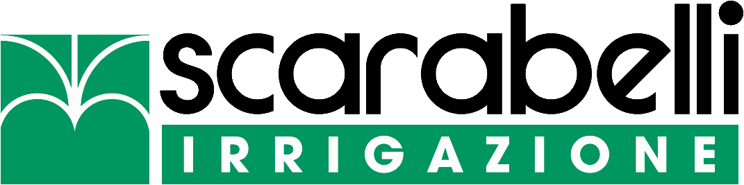 Logo di Scarabelli Irrigazione in verde e nero con icona stilizzata di una pianta.