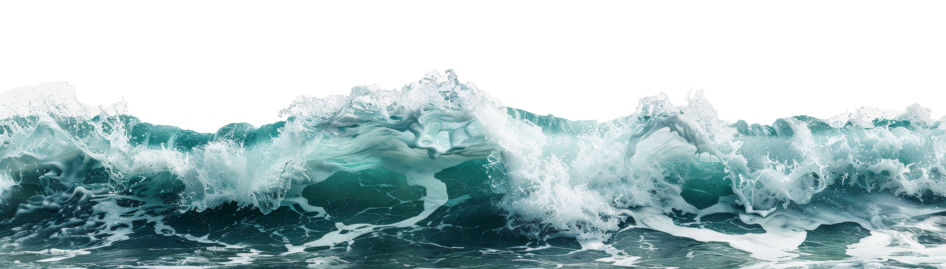 Turquoise ocean waves crashing with white foam
