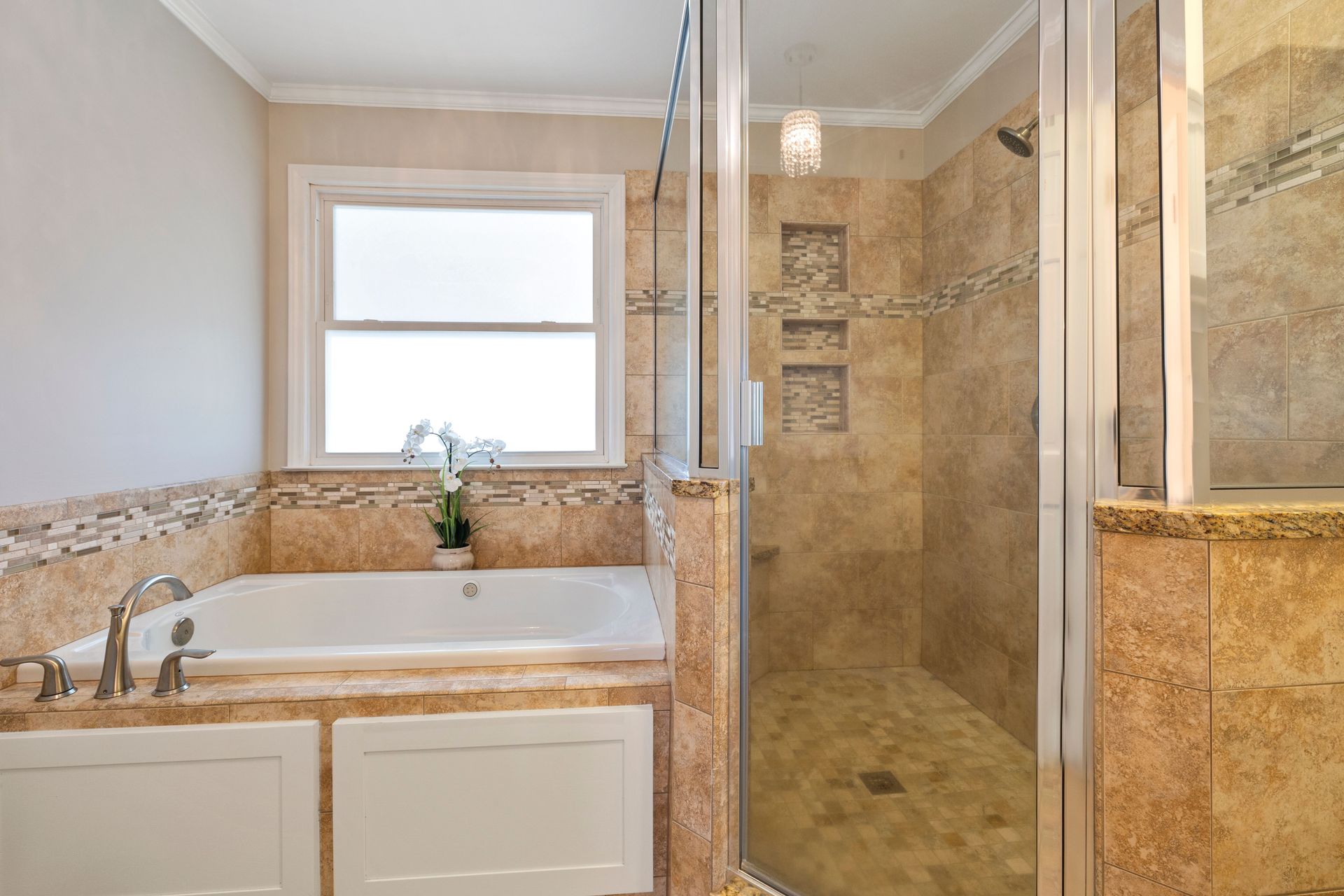 Bathroom remodel with updated tile and vanity – Omaha, NE