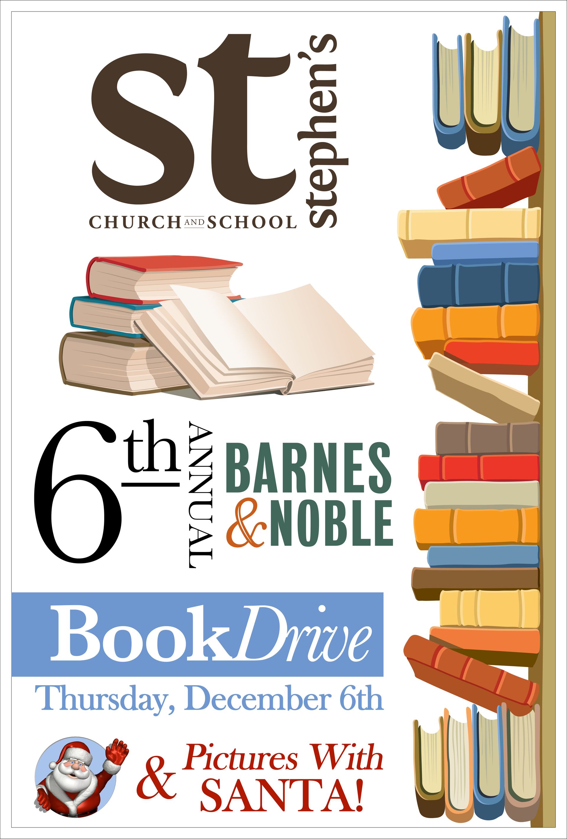A poster for the 6th annual barnes & noble book drive