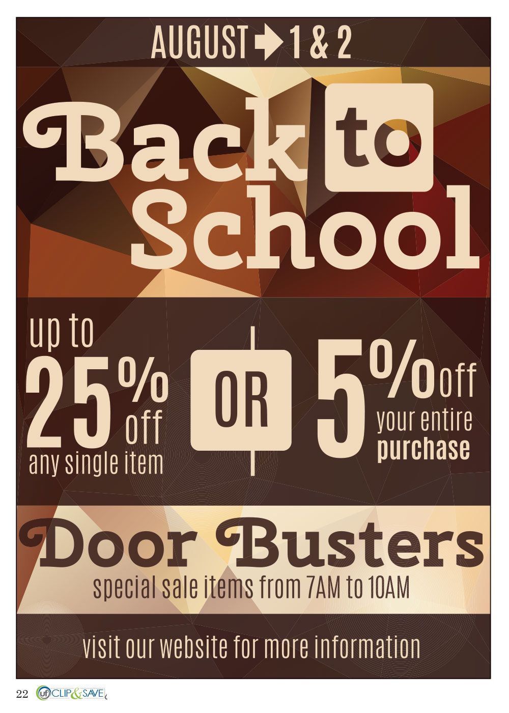 A back to school advertisement for door busters