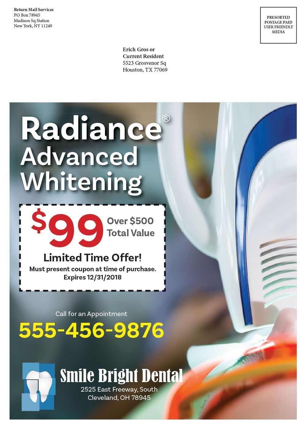 An advertisement for radiance advanced whitening for $ 99.