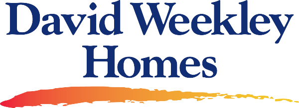 A logo for david weekly homes with a brush stroke