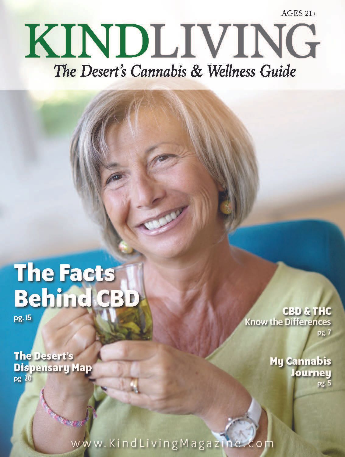 A woman is on the cover of a kind living magazine