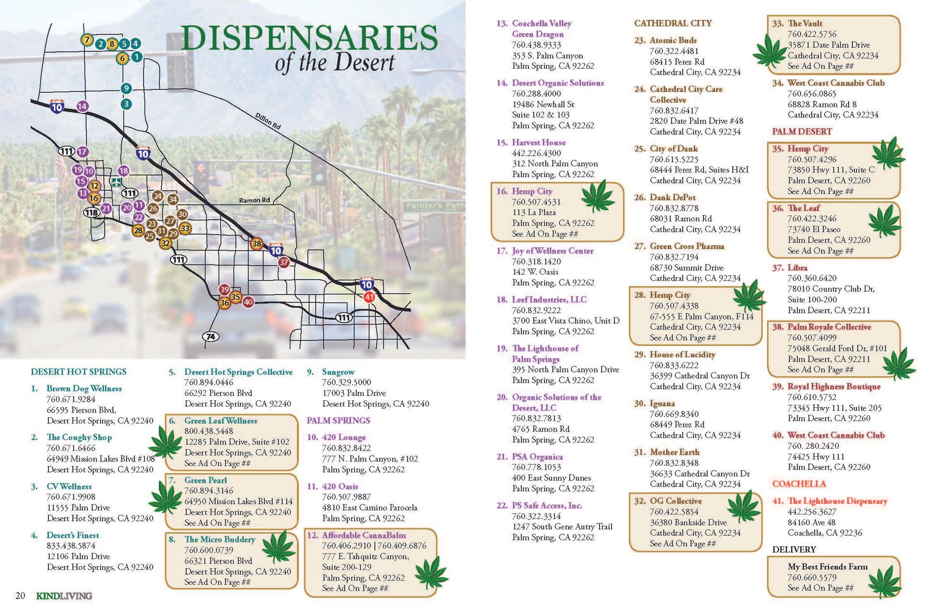 A book is open to a page titled dispensaries of the desert