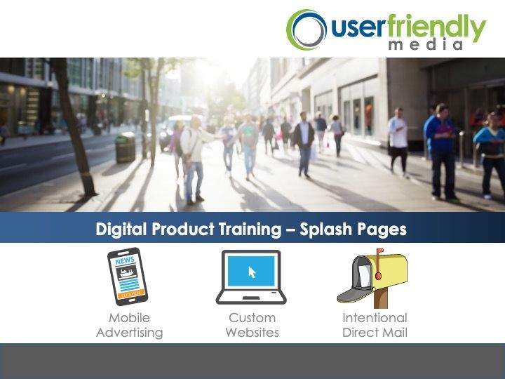 A poster for user friendly media shows people walking down a street