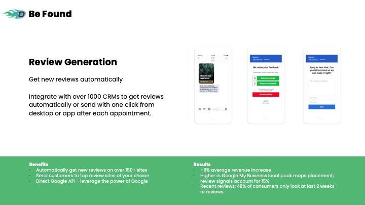 A screenshot of a website that says `` be found review generation ''.