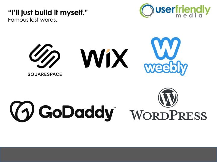 Logos for wix weekly godaddy and wordpress on a white background