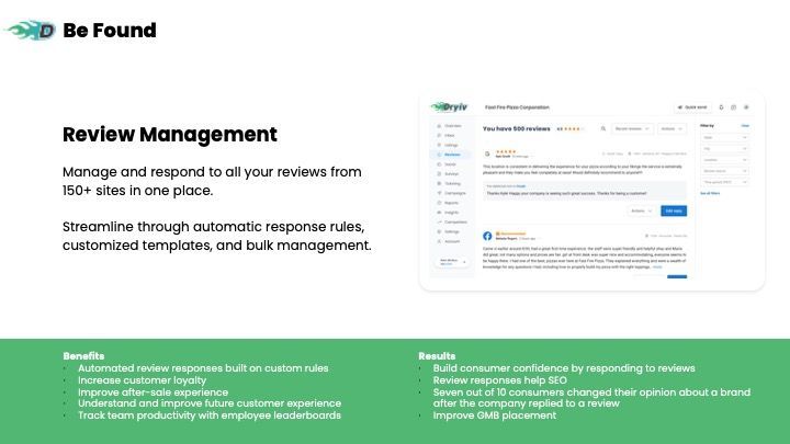 A screenshot of a review management page on a website.