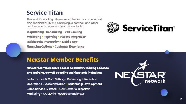 A brochure for service titan shows the benefits of being a member