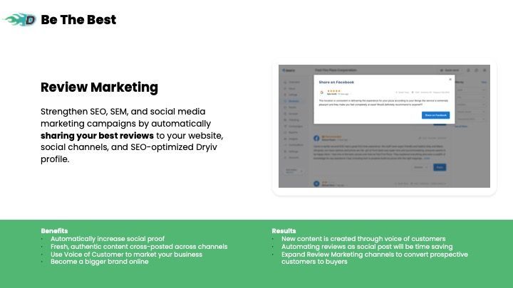 A screenshot of a website for review marketing.
