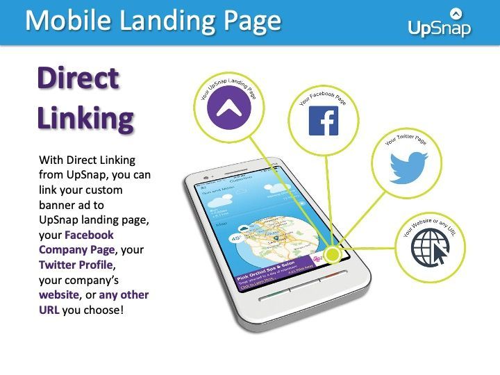 A mobile landing page with direct linking from upsnap