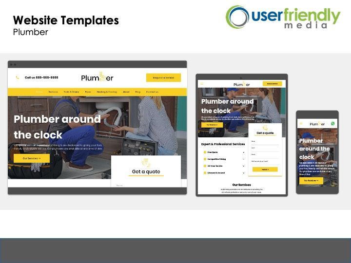 A plumber is fixing a pipe on a website.