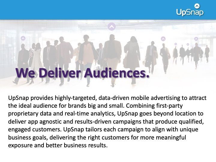 A page that says we deliver audiences on it