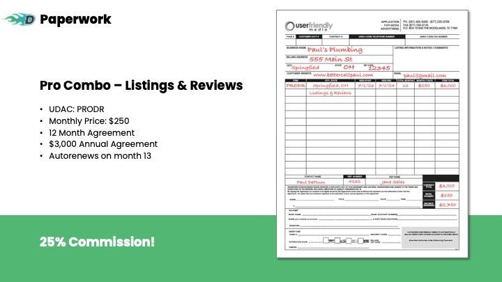 A piece of paper that says pro combo - listings & reviews