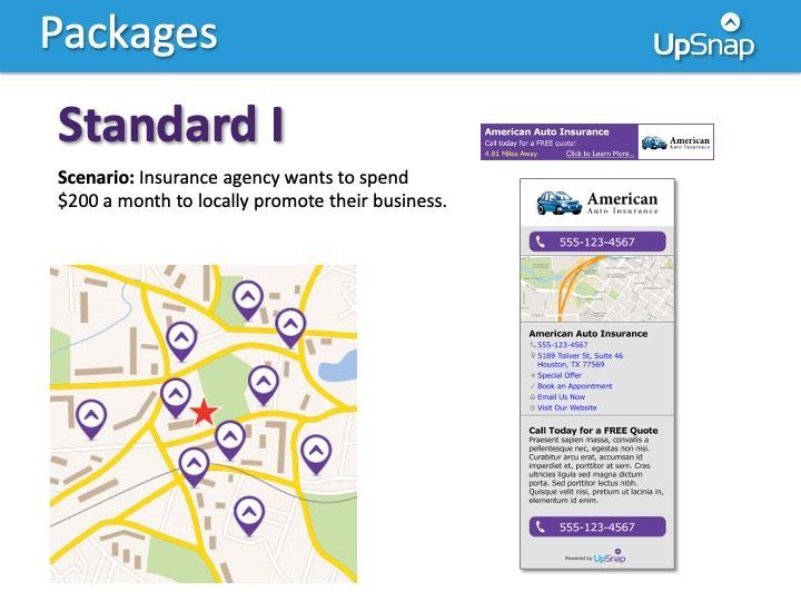 A map of a city and a brochure for an insurance agency