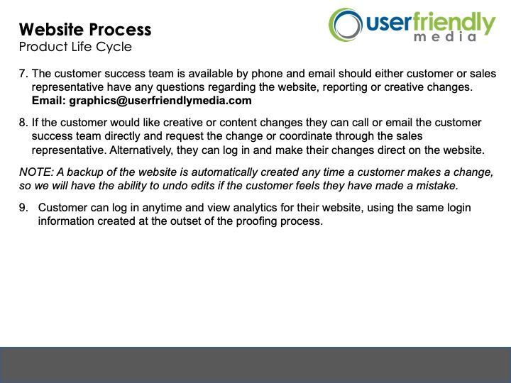 A page from a user friendly media website process product life cycle