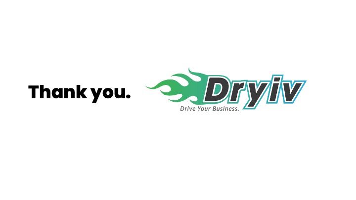 A thank you message with a dry iv logo on a white background.