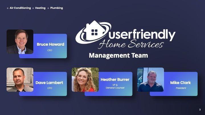 A screenshot of the user friendly home services management team