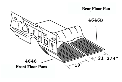 Diagram of car floor pans, labeled 