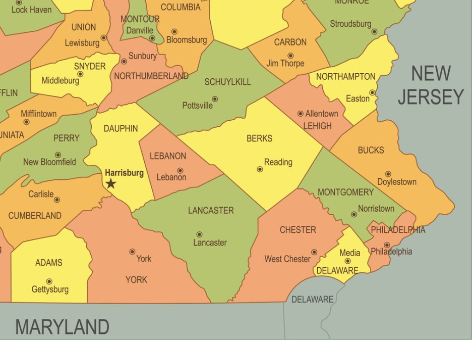 Service Areas - Map of PA