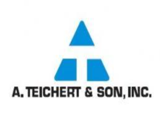 A blue logo featuring a stylized letter A above the text "A. TEICHERT & SON, INC." on a white background.