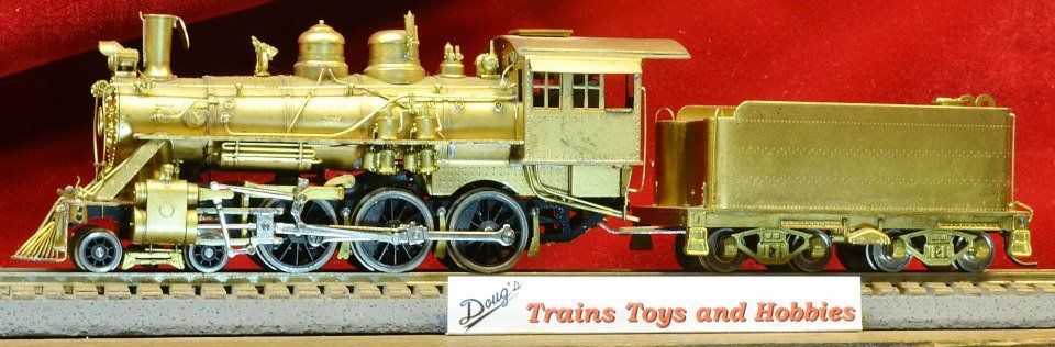 A model train is on display at trains toys and hobbies