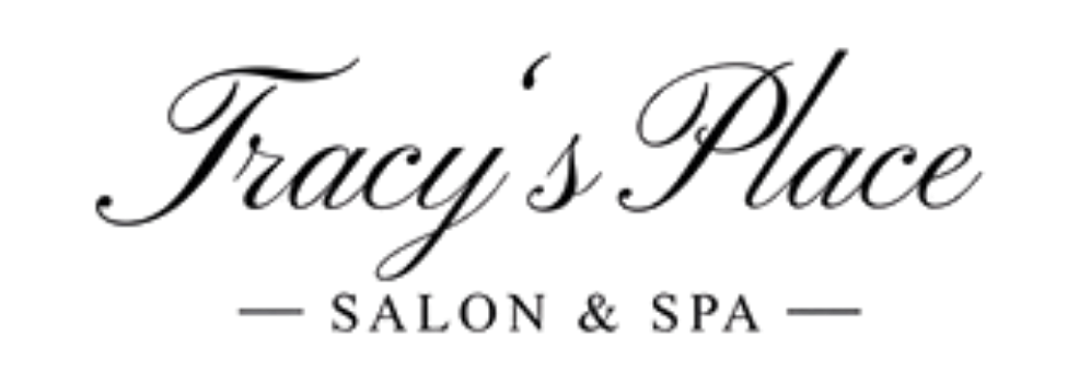 Tracy’s Place Salon & Spa logo in black script on a white background