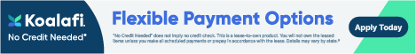A blue and green advertisement for kooloff flexible payment options