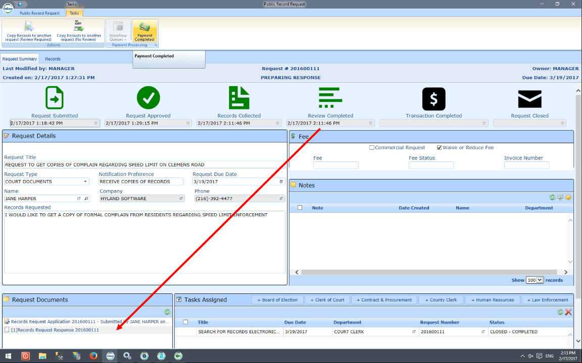 Easy to use interface for government employees to manage and process FOIA requests